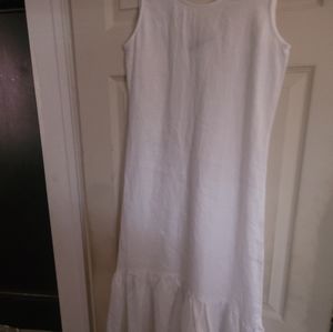 White Linen Sleeveless Dress Lauren Ralph Lauren